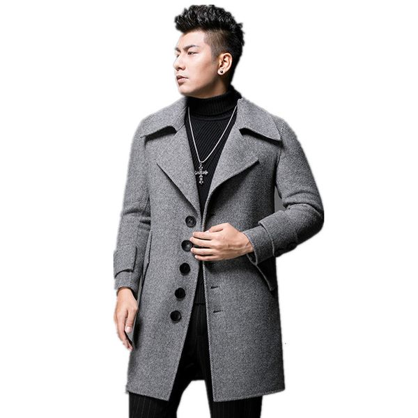 

100% wool coat autumn winter jacket men handmade double-side woolen coats windbreaker long jackets abrigo hombre xch19002 my1855, Black