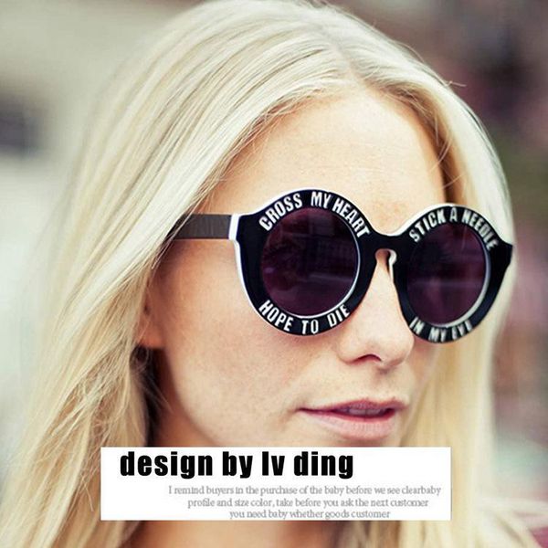 

annice holland house european and american fashion retro sunglasses round frame alphabet spectacles sunglasses for women, White;black