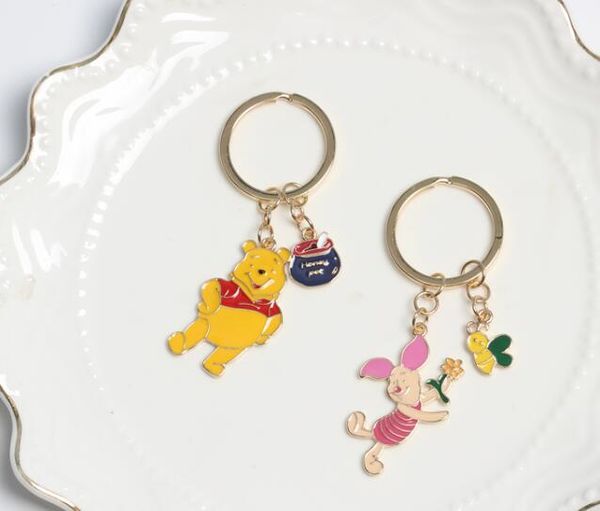 

new 1 set cartoon bears pigs girl cute keychain jewelry accessories key chains pendant gifts favors, Silver