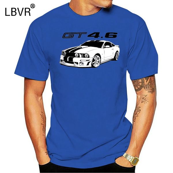 

summer 2020 100% cotton 100% cotton print mens summer o-neck mustang gt 4.6 silhouette custom art soft t-shirt, White;black