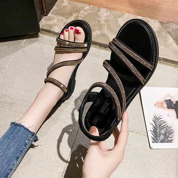 

beige heeled sandals espadrilles platform wedge strappy heels open toe 2020 women's female shoe ladies shoes summer, Black