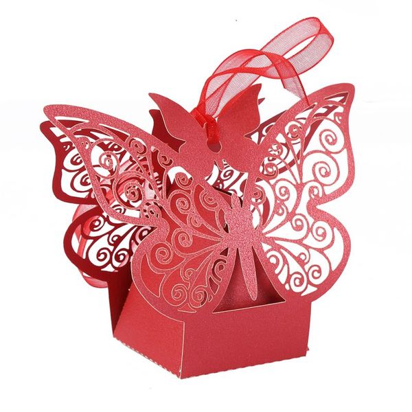 

2019 10pcs/pack wedding gift boxes bags hollow butterfly candy box for baptism birthday first communion christening party supply