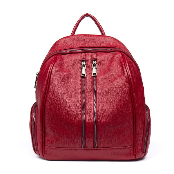 

2020 new ladies first layer cowhide ladies shoulder bag casual fashion women backpack multi-outer pocket women bag