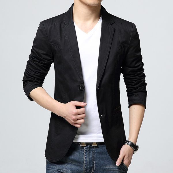 

men's suit blazers spring autumn new men's business office casual blazer beige black khaki slim formal blazer, White;black