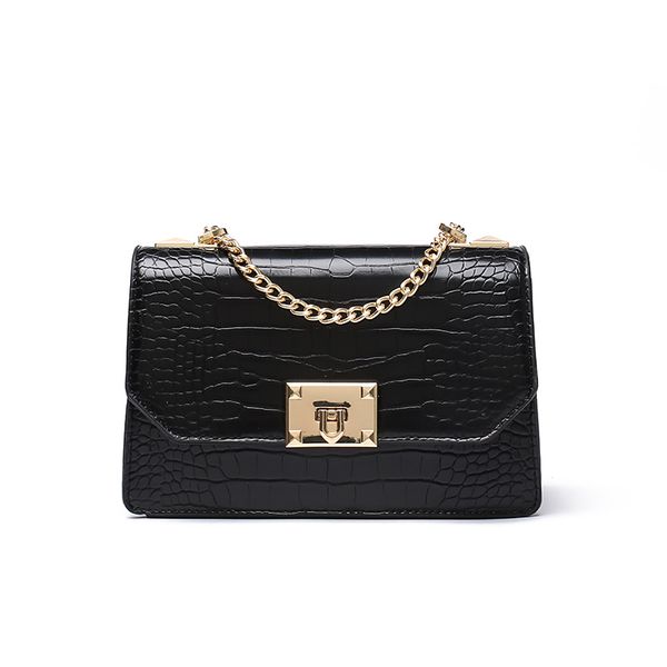 

2020 new fashion women's one-shoulder diagonal female bag casual wild chain bag crocodile pattern metal buckle king