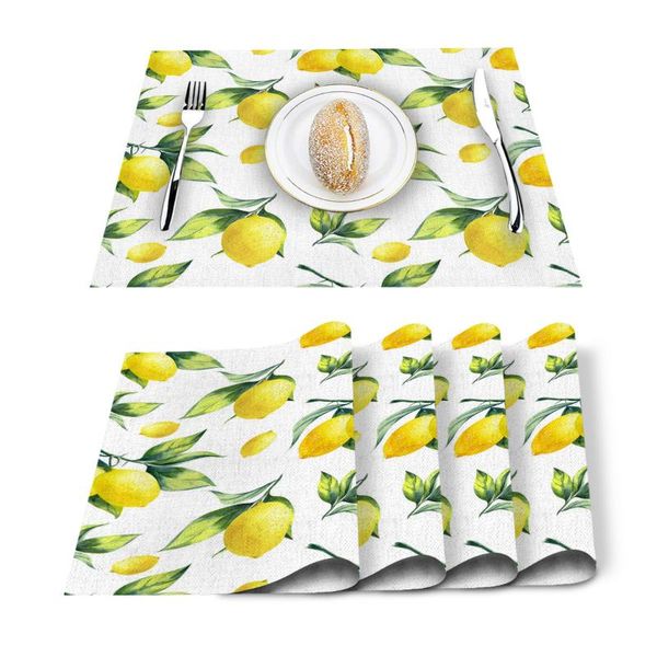

leaf fruit geometric art placemat for dining table non-slip and heat-insulating table mat decoration