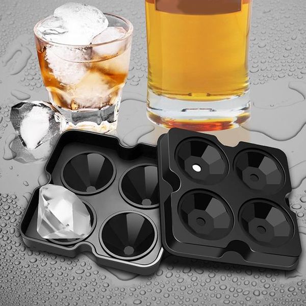 

4 cell diamond ice ball mold silicone ice cube tray whiskey ball maker ice cream molds form chocolate mold for party bar