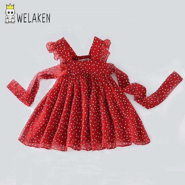 

welaken baby girls summer clothes polka dot princess red dresses kids dresses for girls chiffon sundress for girls dress, Red;yellow