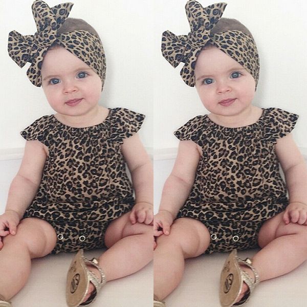 

Cute Toddler Baby Girl Leopard Bodysuit Jumpsuit Headband 2Pcs Clothes 0-24M