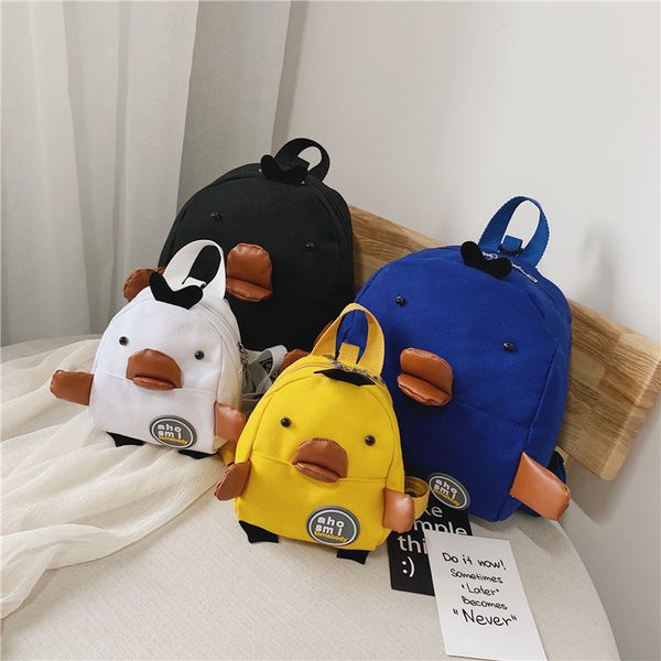 

children canvas school bag 2019 korean-style summer cartoon yellow duck backpack cute trend baby nursery school bag