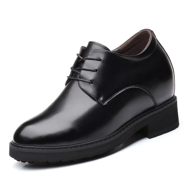 

new extra high total 11 cm height increasing men's dress formal shoes get taller cow split elevator derby shoes black lace up