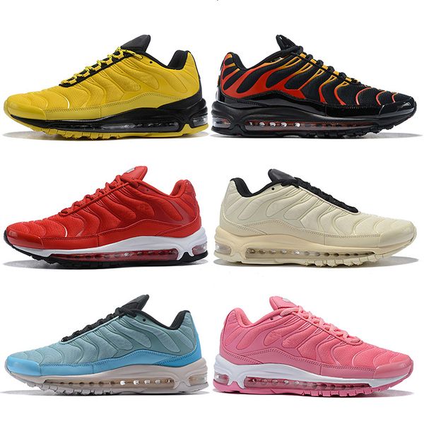 

new og mens cushion running shoes womens pink tn plus triple black white yellow bright citron racer blue hero silver bullet sports sneaker
