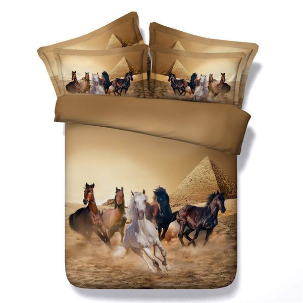 

3D пододеяльник Set Running Horses печати 3 шт Pyramid комплект постельных принадлежностей С 2