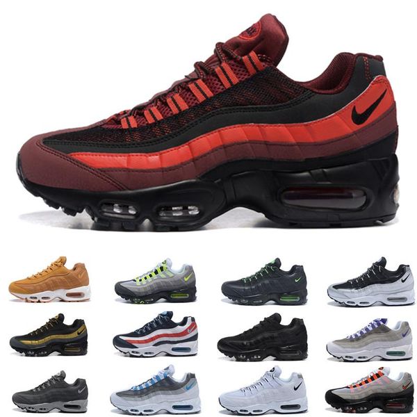 

men air cushion 95 running shoes max chaussure 95s sneakers boots black red white trainer walking sports 40-45
