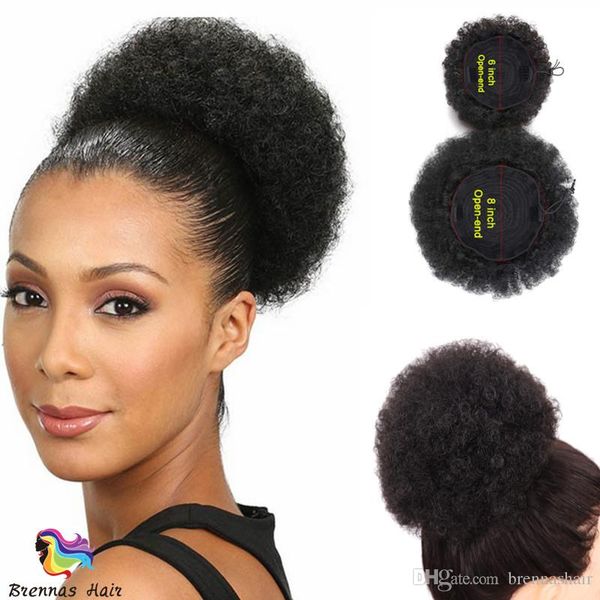 Fashion Human Hair Afro Curly Chignon Ponytail Bun Donut Short