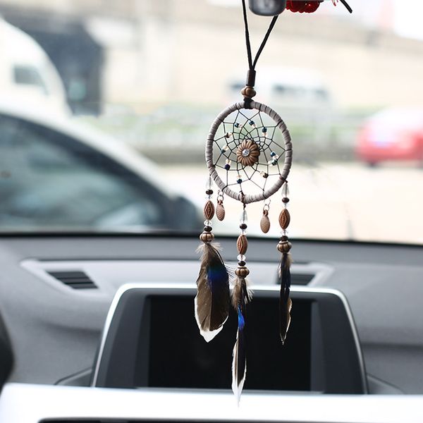 

car pendant handicraft dreamcatcher feather hanging car rearview mirror ornament auto decoration trim accessories for gifts 30cm