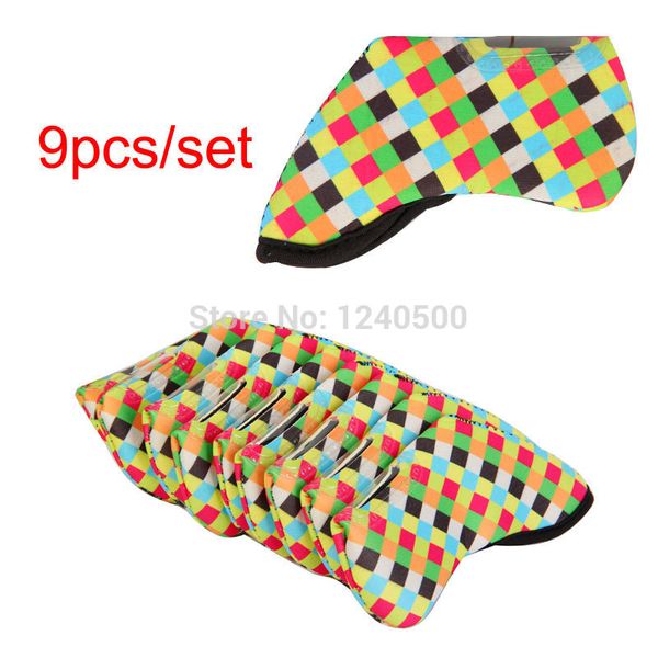 

9pcs/set duplex printing golf club head iron headcovers golf clubs head cover gm757