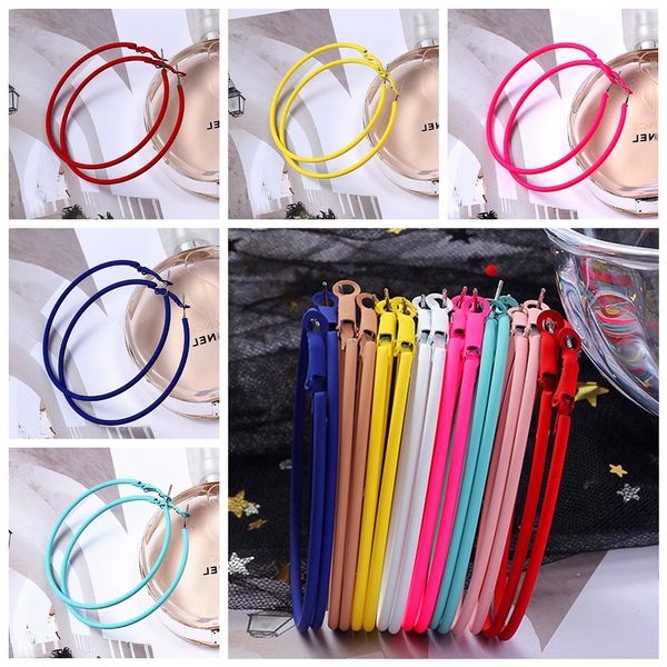 

9 colour punk big size hoop earrings trendy party 2019 round circle earring ear loop new exaggerated fashion jewelry for women, Golden;silver