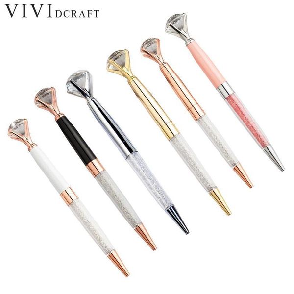 

1 pcs new crystal ballpoint pen fashion girl big metal wedding diamond ballpoint birthday diamond crystal pen celebration i0z2, Blue;orange