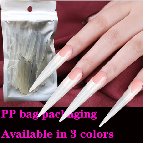 

100 pieces / bag french ghost point fake nail suit super long thin high heel nail flase dance painting design, Red;gold