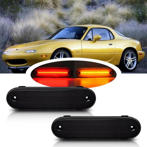 

smoked front amber /rear red led side marker light signal lamp for miata na nb mx-5 1990-2005 driver corner/park lamp