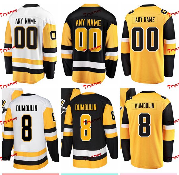 

2019 brian dumoulin pittsburgh stitched jerseys customize home new alternate yellow shirts #8 brian dumoulin hockey jerseys s-xxxl, Black;red