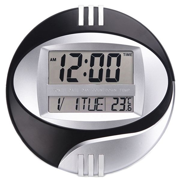 

temperature display digital wall electronic clock lcd moderne calendar led bracket watch mute of home office decoration black