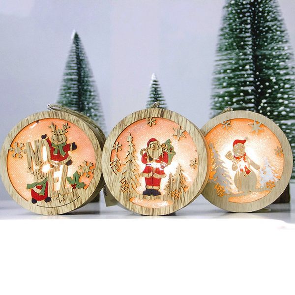 

round led wooden decorative hanging ornaments for indoor christmas tree party bedroom holiday decoration