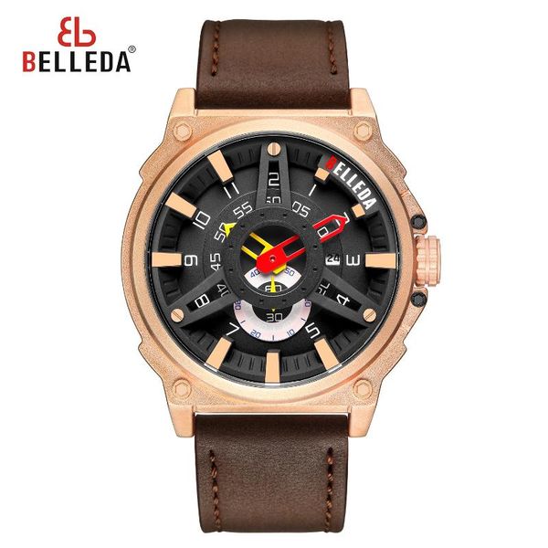

mens sports watches male analog date quartz watch men casual leather wrist watch drop shipping, Slivery;brown