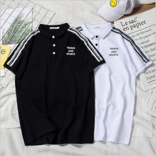 

модный дизайнер поло для мужчин футболки лето марка мужские рубашки поло с коротким рукавом спорт футболки high street повседневная топ tee, White;black