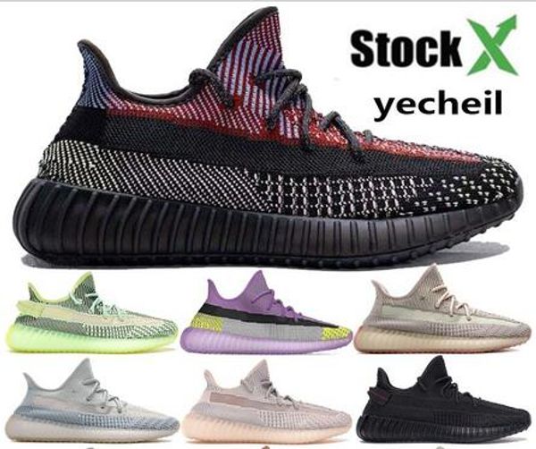 

kanye v2 yecheil yeshaya 3m reflective running shoes black static citrin cloud white gid glow clay men women designer sneakers sport shoes