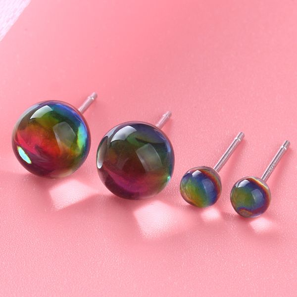 

925 sterling silver stud earrings 8mm round crystal earring for women fashion girl silver jewelry 2020 new, Golden;silver