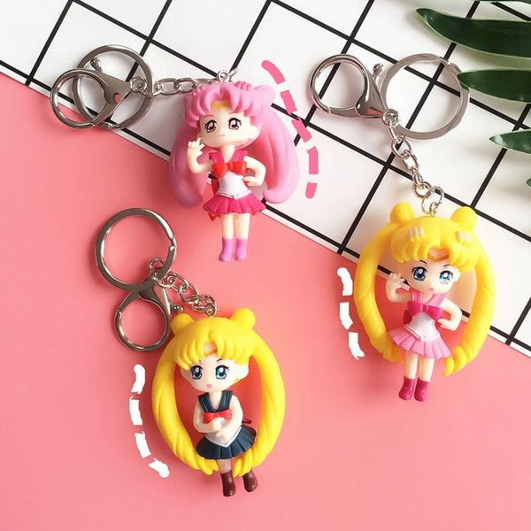 

llavero de anime sailor moon keychains cute cartoon anime sailor moon figure keyrings for kids girl women backpack's pendant, Silver