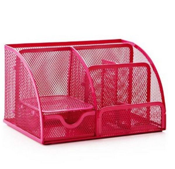 2019 Hot Pink Office Supplies Mesh Desk Organizer Desktop Pencil