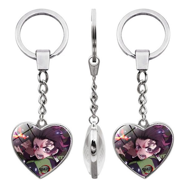 

anime my hero academia keychain heart-shaped key pendant, Silver