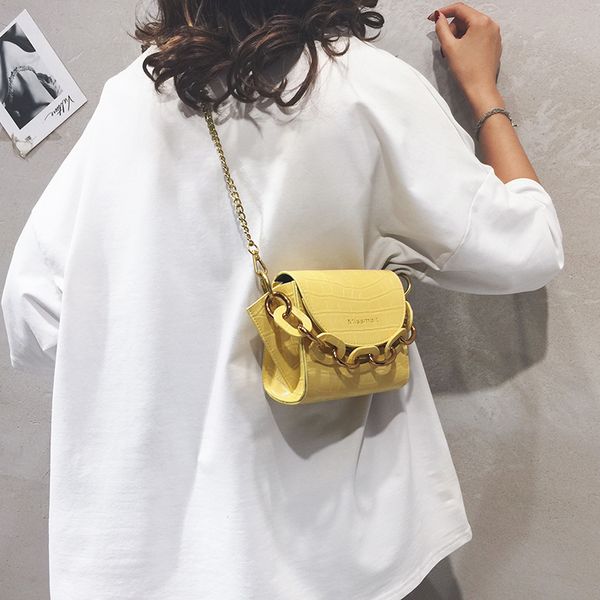

vintage fashion crocodile pattern mini tote bag 2019 new quality leather women's handbag chain shoulder messenger bag