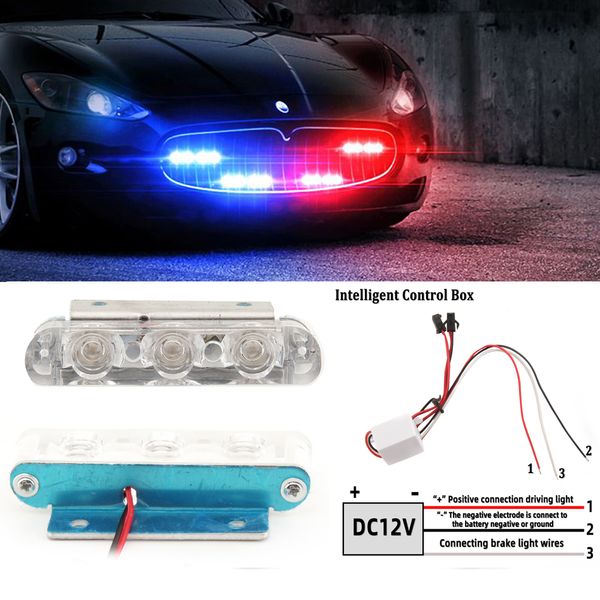 

miziauto ultra-slim 2x3 led lights 12v-24v 12 led car emergency truck side strobe warning light car lights