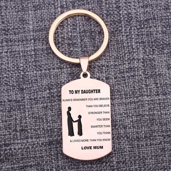 

keychains engraved keychain keyring pendant jewelry to my daughter present inscription love dad mom mum girl boy birthday gift script, Silver