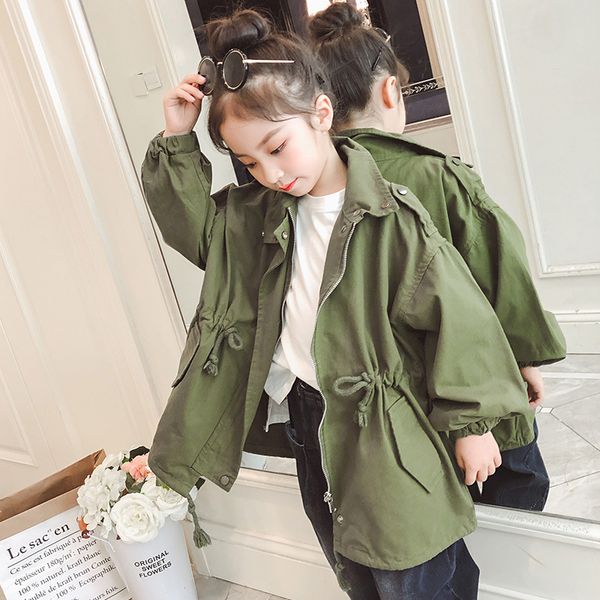 

девочки-подростки топы одежда зеленый белый свободные плащи дети девушки с длинным рукавом хлопок осень твердые куртки дети верхняя одежда, Blue;gray