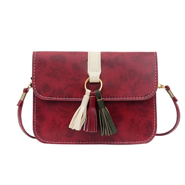 

ladies handbag trend mobile phone bag wild tassel bag cover solid color pu shoulder shoulder wallet
