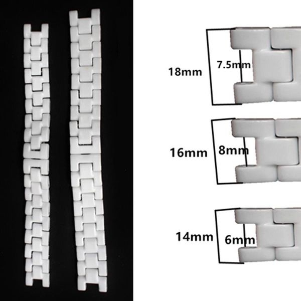 

14*6mm 16*8mm 18*7.5mm black white ceramic watch band strap bracelet fit men lady watch, Black;brown