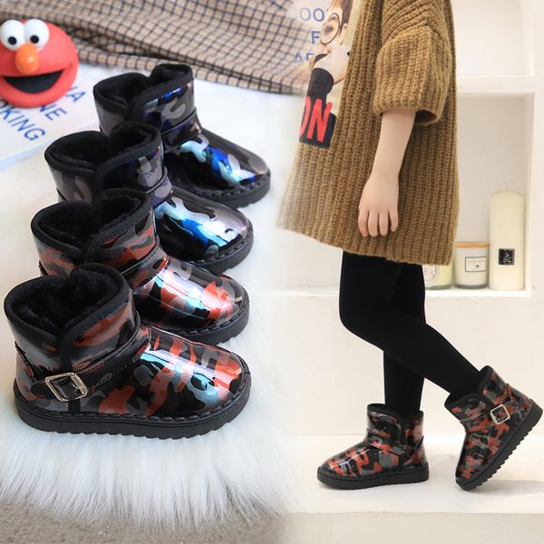

2019 autumn winter children shoes pu leather waterproof leather boots kids snow boots girls boys fashion sneakers, Black;grey
