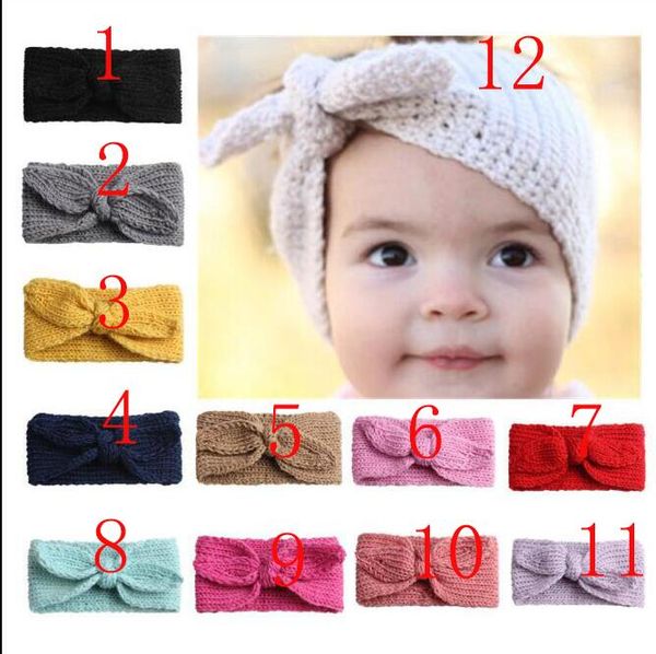 Malha Headband Cabelo arcos Coelho Cabeça Banda Quente proteger Baby girl tricotar acessórios para o cabelo para a menina Por Atacado