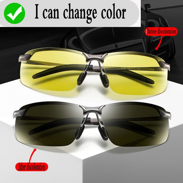 

color changing sunglasses women's fishing glasses men's polarized glasses during the day driving night anti high beam, White;black