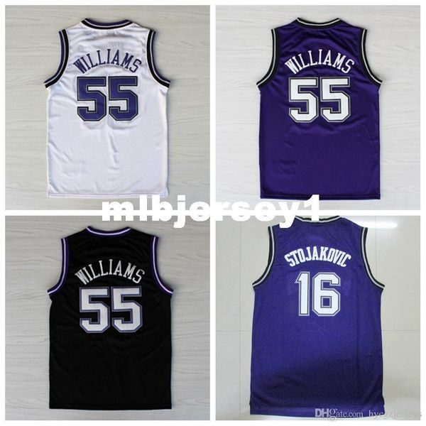 

#55 williams jersey, white purple black retro basketball jersey, #16 peja stojakovic stitched purple jersey ncaa college, Black;blue
