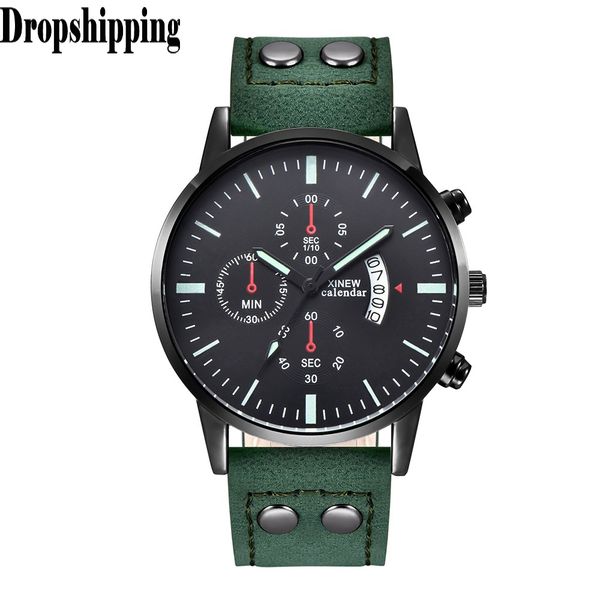 

men fashion sport stainless steel case leather band quartz analog wrist watch watch leather relogio masculin#zd, Slivery;brown