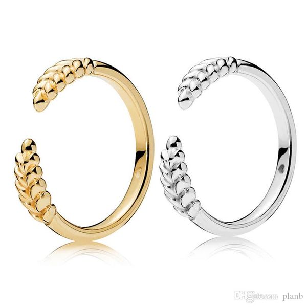 

925 sterling silver open rings set original box for pandora grain women men wedding 18k gold ring, Slivery;golden