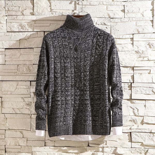 

2019 men turtleneck sweater casual autumn winter knitted jumper student style long sleeve pullovers sueter masculino pull homme, White;black