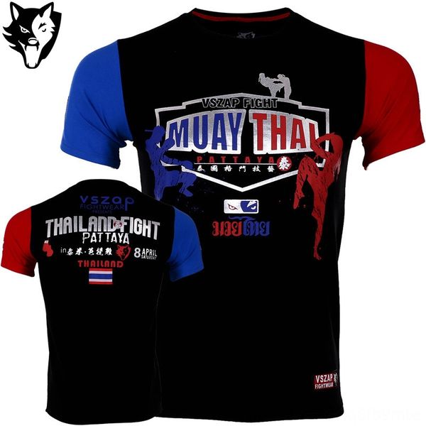 

vszap boxeo wear athletic & outdoor apparel boxing jerseys fight mma tshirt gym tee shirt boxing fitness sport muay thai cotton breathable c, Black;red