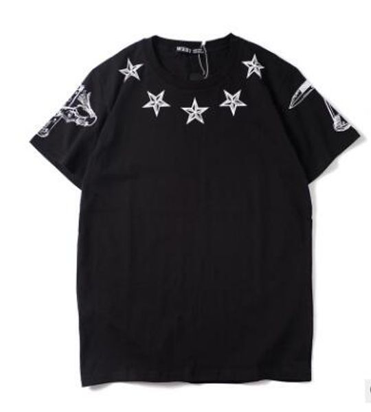 

summer fashion tee 19ss women/men's 100%cotton pentagram printing short sleeve t-shirt fashion hip hop o-neck casual t-shirt, White;black